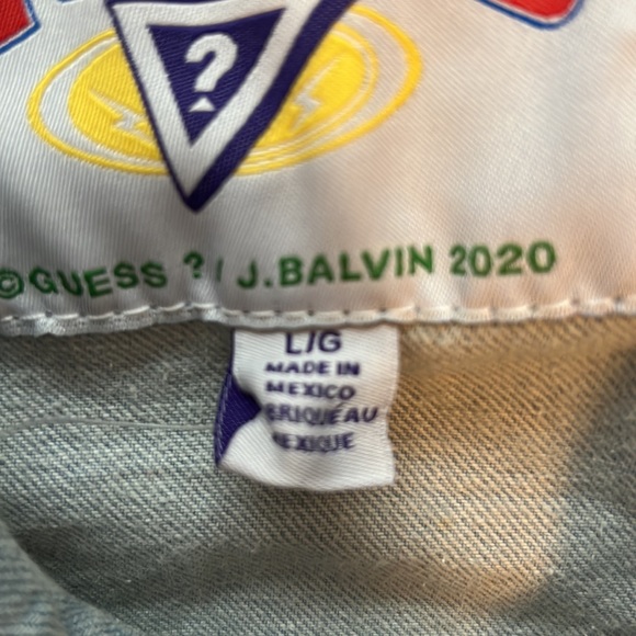 J balvin guess blue large jean jacket men neon buttons - Picture 4 of 5